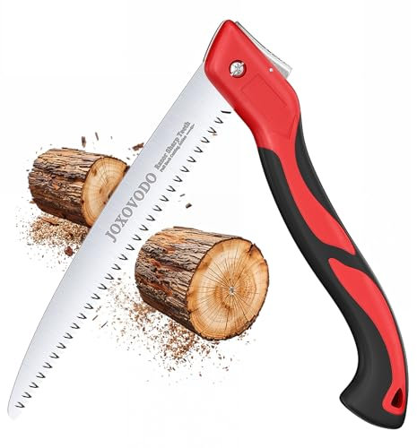 JOXOVODO 10 Inch Folding Saw Laser-Cut Teeth Pruning Saw for Tree Trimming, D2 Steel Hand Saws for Wood Cutting, 7 TPI Wood Saws Hand For Camping, Bushcraft, Gardening, Outdoor, Heavy-duty Garden Tool