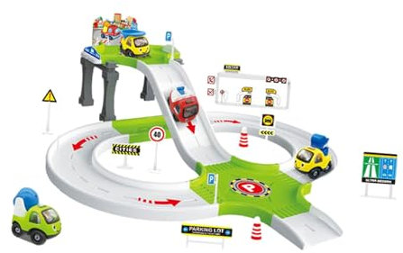 Sharplace Garage Parking Adventure Toy Preschool Car Games Toys Geschenke Bildungsauto Kit 4 5 6 Jahre alte Multifunktionale Spielzeug versammelte Spielzeug, Green Engineer Car