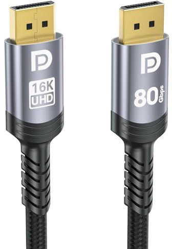 Sniokco Cable DisplayPort 2.1 80 Gbps 4.5M, cable DP 16K@60Hz, 8K@240Hz,4K@540Hz,360Hz,240Hz,compatible con HDR,HDCP 2.3, DSC,FreeSync,G-Sync,Monitor, tarjeta gráfica RTX 5090 4090, PC, PC, PC, HDTV