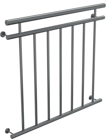 HAGO24 | Französischer Balkon | Fenstergitter | Edelstahlgeländer | 100x90cm | Stabgeländer | Julietbalustrade | Brüstung | Austrittsbalkon | Geländerfenster