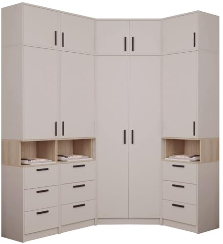 Marmex Meble Grant Möbelset 34C, Eckschrank mit 3 Regalen, Schlafzimmer, Jugendzimmer, Arbeitszimmer