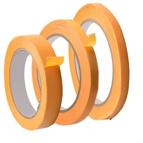 Set di nastri adesivi per tastiera di chitarra, per violino, basso e chitarra, adesivi di carta arancione a bassa aderenza, senza colla, 3 rotoli (20 mm, 12 mm, 8 mm) per protezione della tastiera