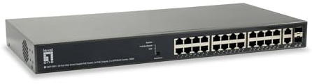 LevelOne 26-Port Web Smart Gigabit PoE Switch 802.3at PoE Plus 24 PoE Outputs 370W 2 x SFP