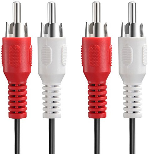 Fosmon 2RCA Male to 2RCA Male Cable (4.6M/15FT), RCA Composite Stereo Audio Cable Cord [Right/Left] 2 RCA Plug M/M Connector Red & White for A/V Reciever, Amplifier, Projector, Home Theater