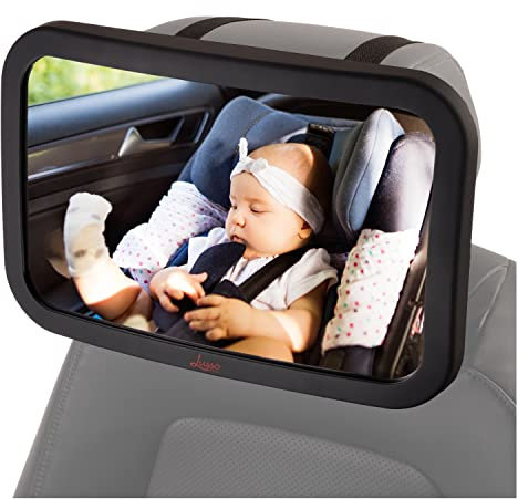 Lusso Gear Rücksitzspiegel Baby | Größter und Stabilster Autospiegel Baby mit Mattierter Oberfläche, Kristallklare Sicht auf Kind im Rücksitz | Stabiler & Bruchsicherer Spiegel Auto Baby (Schwarz)