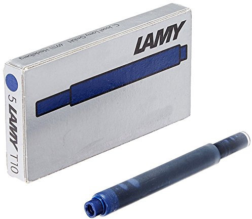 1 x Box of 5 Cartridges Blue Lamy Black T10 5 Refills Black Ink Fountain 7038 azulnegro