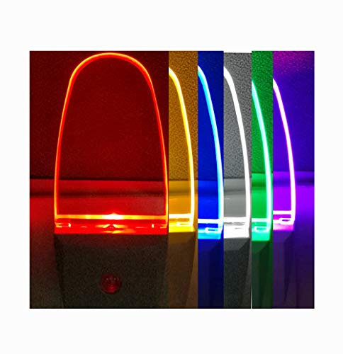 GREENIC 2 Pcs LED Multicolore Veilleuse Automatique 0,5W avec Capteur Photosensible pour une Lumière du Crépuscule à l’aube munie d’une prise électrique Multicolore
