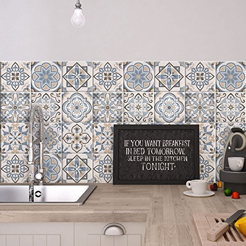 RE-COVERTILES Fliesenaufkleber für Küche und Bad 12 Stück 20x20 cm PS00023