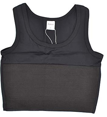 BaronHong Tomboy Trans Lesbian Swim Baúl en el Pecho Corsé Corto Tank Top Tirar del Cierre (Negro, XL)