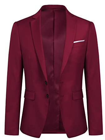 YOUTHUP Blazer da Uomo Giacca da Abito con 2 Bottoni Formale Monopetto Slim Fit Elegante Giacche da Smoking