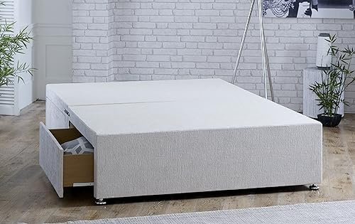 ComfoRest, Bedding & Upholstery Innovation Leader Comfort24 6FT Divan Super King Base with Drawers in Chenille Fabric (2 Drawers + Super King Divan Bed Base Only, No Headboard), Cream