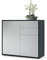 Vladon Buffet Ben, Commode avec 2 Portes et 2 tiroirs, Noir Mat/Gris Clair satiné Mat (79 x 74 x 36 cm)
