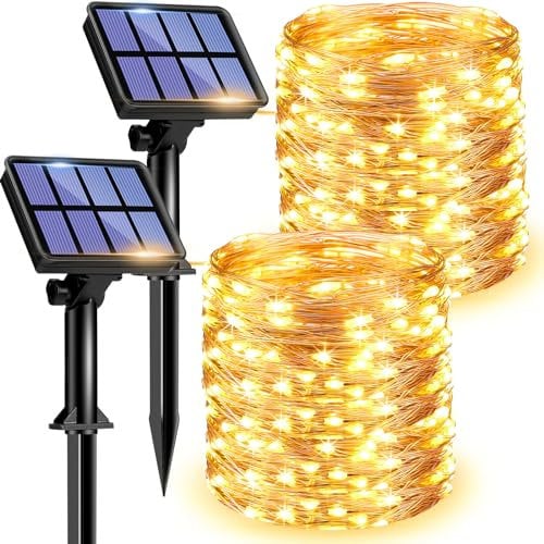 litogo 2 Pack Solar Fairy Lights Outdoor, Total 24 Meter 240LED Solar Garden Light 8 Mode Copper Wire Decorative String Lights for Patio, Trees, Party