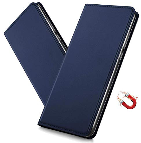 MRSTER Coque pour Samsung Galaxy S9 Housse, Étui à Rabat avec Carte Fentes, Fermeture Magnétique, Antichoc Ultra Mince Protection Case pour Samsung Galaxy S9. DT Blue
