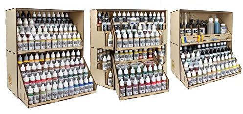 War World Gaming MDF Modular Farbständer System - Set 3 - Komplett-Set - für Figur Malen Miniaturen Farbhalter Pinselhalter Regal Werkstatt Modellbau Modellbahn Wargame