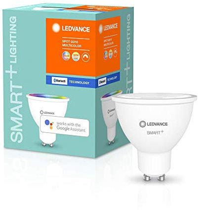 LEDVANCE Smarte LED-Reflektorlampe mit Bluetooth Mesh Technologie, Sockel GU10, Lichtfarbe änderbar (2700-6500K), RGB-Farben änderbar, 40W-Ersatz, steuerbar mit Alexa und Google, BT, 4er-Pack