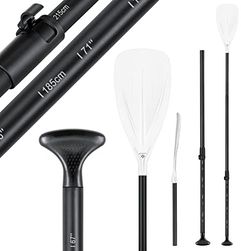 KESSER® Paddle - 3-teilig für Kayak SUP Stand-Up Paddling Board Stechpaddel, Verstellbar Teleskop 165cm-215cm Aluminum für Stand Up Paddel Kajakfahren Surfboard Boot Anti-Rutsch Stecksystem, Weiß