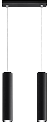 etc-shop Pendelleuchte schwarz Metall Hängeleuchte schwarz Zylinder Hängelampe schwarz Modern, aus Stahl, 2x GU10, LxBxH 30x8x100 cm