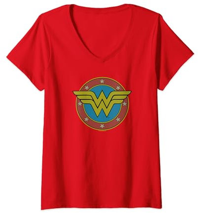 Wonder Woman Vintage Emblem T-Shirt avec Col en V