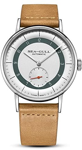 SEA-GULL Seagull Herren-Armbanduhr Bauhaus Automatikuhren mit versunkenem Sub-Zifferblatt, Licht, lässige Uhr für Herren, dunkelblau, Armband
