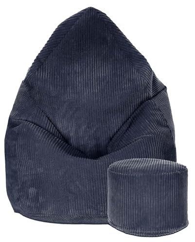 DreamRoots Sitzsack Cord Kinder Sitzsäcke Mädchen Jungen 70x70x105cm - Sitzsack mit Füllung, Hocker, Lehne und Bezug - Bean Bag Chair - Sitzkissen Boden - Chill Sack