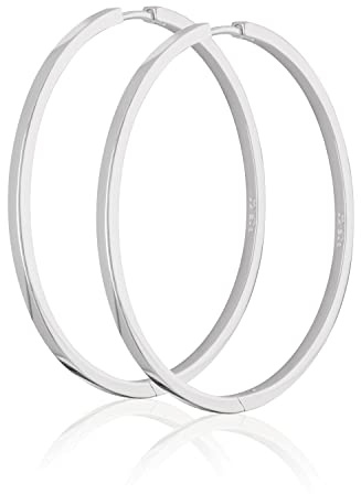 NKlaus Klappcreolen aus 925 Silber, rhodiniert, 1,8mm stark, 2 Stück | Vierkantprofil
