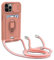 yanasuo Cordon de Coque Compatible avec iPhone 12/12 Pro, Collier pour Étui Colliers de cellulaire, Silicone Cover Protection de la Caméra Étui Lanyard Case-Pink