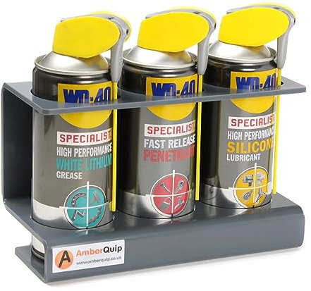 Amberquip Spray Can Holder – Wall & Van Mounted PVC Storage Rack | Rustproof, Heavy Duty Aerosol Organiser for Workshop, Garage, Shed, Trade & Van Racking. Dark Grey. (3 Can Holder)