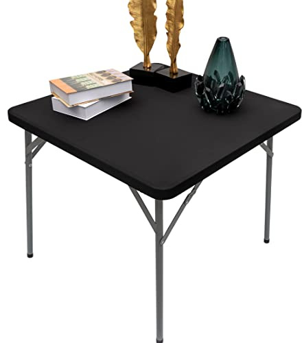 NEWISHER Quadratische Tischdecke, Cocktail-Topper, Spandex, dehnbar, 91,4 x 91,4 cm, Schwarz