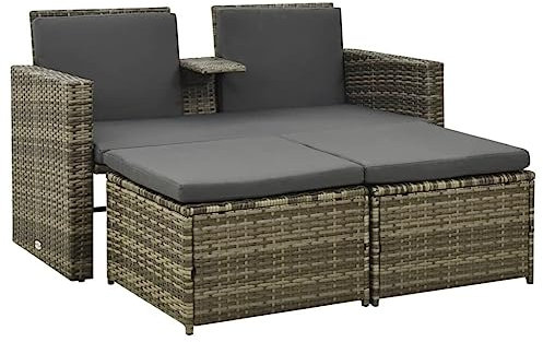 loungesets - VDXL 3-delige Loungeset met kussens poly rattan grijs - N/A - Grijs