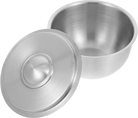 Cabilock Stainless Steel Steamed Egg Bowl with Lid, Steaming Serving Bowl Container, Metal Mixing Bowl with Cover for Snacks Salad Meals Cheese Cake Chocolate Pudding