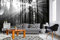 Vlies Fototapete SCHWARZ-WEIß-WALD 375 x 250 cm (inkl. Kleister) - Vlies Tapete, Wandtapete, Wandbilder - Tapete für Wohnzimmer Schlafzimmer, Büro, Küche - Montagefertig