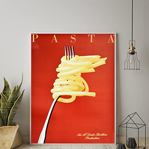 Vintage Italienische Pasta Retro Essen Und Trinken Italien Cafe Restaurant Drucken Poster Wand Kunst Leinwand Malerei Feinschmecker Küche Kunst Dekor 60X90Cm Kein Rahmen
