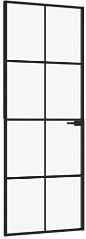 vidaXL Puerta de interior vidrio templado y aluminio negro 76x201,5 cm