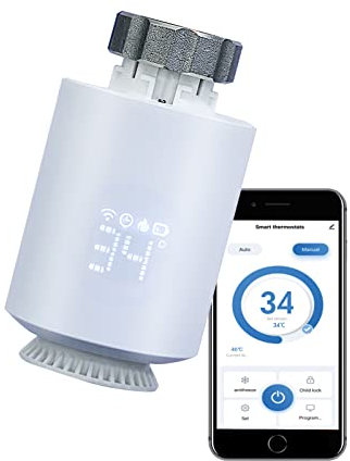 Qiumi Zigbee Thermostat-Heizkörperventil, Temperaturheizung, intelligentes programmierbares Thermostat, Sprachsteuerung funktioniert mit Alexa Googlehome