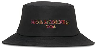 KARL LAGERFELD Damen Embroidered Casual Bucket Hat Beanie-Mütze, Schwarz, Einheitsgröße