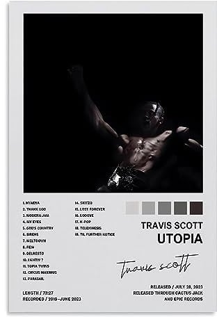 Travis-Poster, Scott-Poster, Utopia-Albumcover, Poster, dekorative Malerei, Leinwand, Wandposter, Musik-Kunstbild, Druck, moderne Schlafzimmer, Wanddekoration, Poster für Zimmer, ästhetisch,