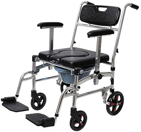 Ywanwj Duschstuhl Faltbarer Dusch Toilettenstuhl Fahrbar Badehilfen Duschstuhl mit Armlehne Rückenlehne Toiletten Duschstuhl Toilettenstuhl Fahrbar FüR Frau äLtere Behinderte Erwachsene