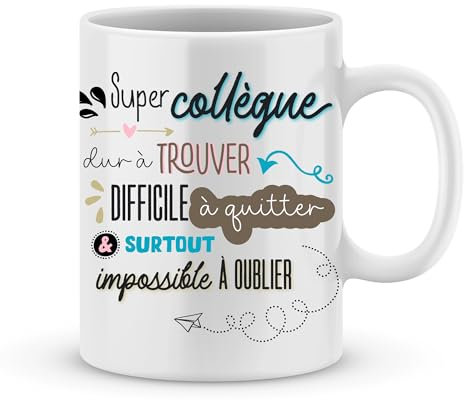 JOLI MUG. Mug collègue - départ en retraite, départ, mutation professionnelle. Pour collègues/Tasse. Cadeau original. Prix mini. Céramique haute qualité 11oz 320ML (MODELE MIXTE 2)
