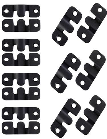 16 Stück Unterputz Halterung Bilderrahmen Aufhänger Verdeckte Halterung Schwerlast Foto Haken, Ineinandergreifender Bildaufhänger 43X18 mm Edelstahl Möbelverbinder(Schwarz)