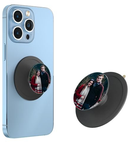 Customize Phone Grip Compatible with Magnetic,Personalized Phone Holder Socket and Wireless Charging - Black