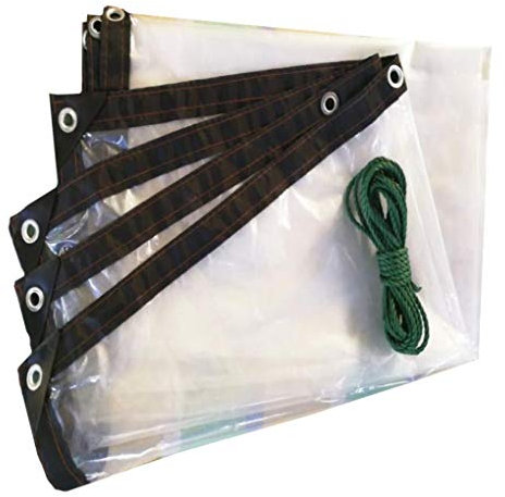 Clear Transparent Tarps with Grommets, Multi Purpose Heavy Duty Waterproof Dustproof Plastic Tarpaulin Cover, for Boat Pool Cove Farmers,12x18ft/4x6m (Clear 9x9ft/3x3m)