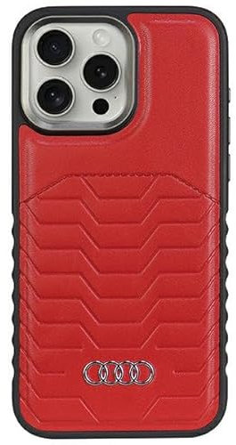 Audi Synthetic Leather Hülle für iPhone 15 Pro 6.1 Rot hardcase AU-TPUPCMIP15P-GT/D3-RD
