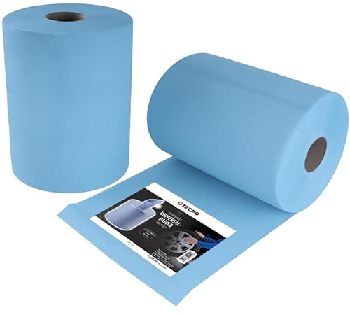 TECPO Putztuchrolle Blau 2x 500 Blatt gesamt 1000, 3-lagig, perforiert, saugstark, Putzrolle Papierrolle Reinigungstücher Wischtücher Putzpapier für Gewerbe