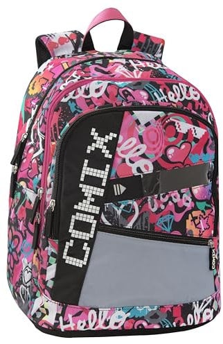 Comix BRIGHT - Zaino Scuola per Bambini e Ragazzi, con Ampi Scomparti, Tasca Frontale, Chiusura a Zip e Spallacci Regolabili, 32x43Hx23 cm, 31 L