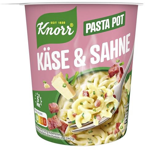 Knorr Pasta Snack Pot Käse & Sahne leckere Instant Nudeln fertig in nur 5 Minuten 1x 63g