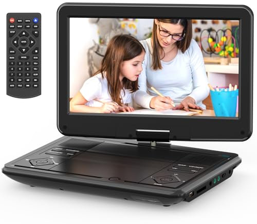 SQQBZZ 12.5 Portable DVD Player with Extra Carrying Bag, 10.5 Eye-Protective Screen,High Volume Speaker,5 Hour Rechargeable Battery, Support AV-in/Out and Multiple Disc Formats,Region Free, Black