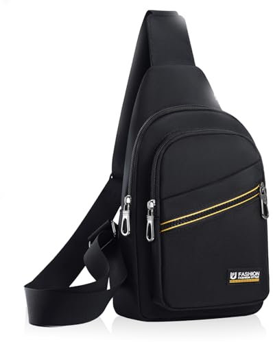Schultertasche Herren, Anti-Diebstahl Crossbody Bag Sling Bag Kleine Crossbody Bag für Männer Wandern Reisen Radfahren Klettern Herren Klein für Arbeit Reisen (Minimal) (Black2)