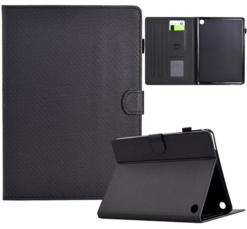 Custodia Cover per Amazon Kindle Fire HD 7 2022, Mldjomid Tablet Custodia Protettiva Magnetica Cover con Sonno Sveglia per Kindle Fire 7 2022- Texture in Fibra-Nero