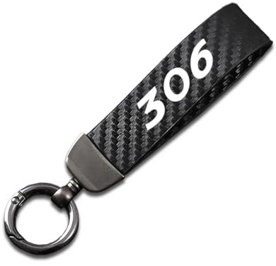 Générique Porte-CléS De Voiture pour Peugeot 306, Porte-CléS De Voiture en Microfiber Cuir avec Anneau en D Pivotant à 360°,Black